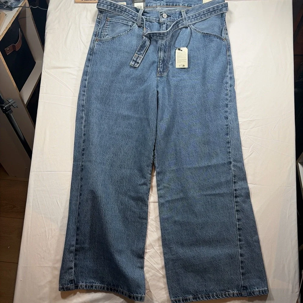 Levi's Premium Twisted Baggy Wide Leg Men's Jeans Size 36x30 Brand New Belted